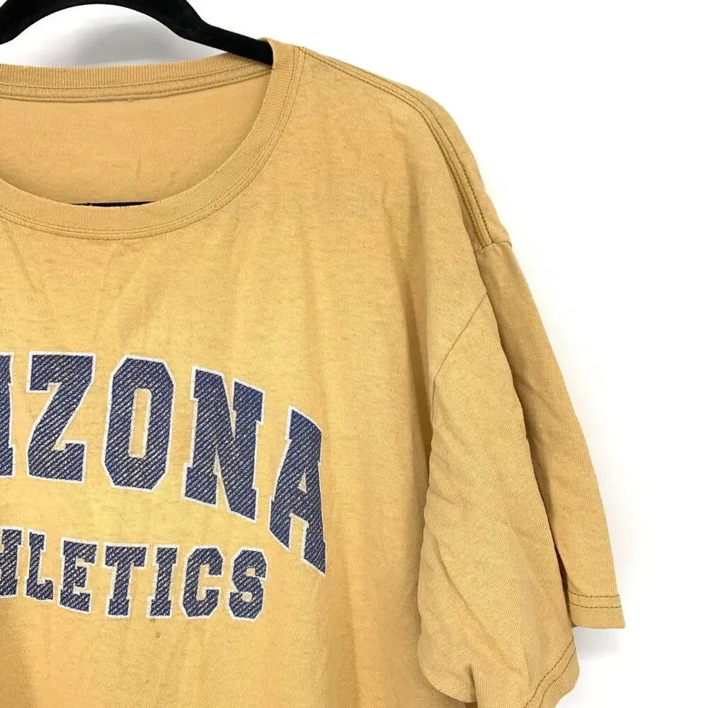 VTG Arizona Athletics Crew Neck Short Sleeve T-Shirt Mens Sz L Yellow Distressed
